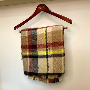 Blanket Scarf in Tan/Red/Brown/Black